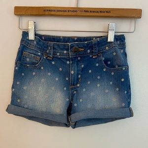 Wonder Nation Girls Denim Polka Dot Shorts Size 8-NWOT